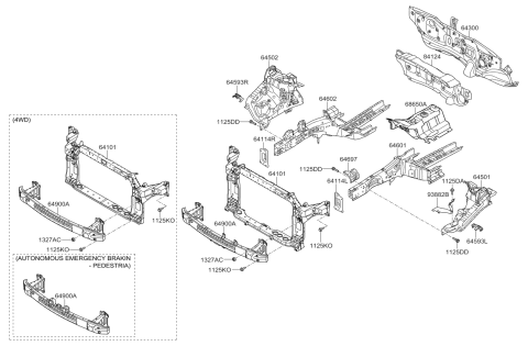 2016 Kia Sportage Member Assembly-Front Si Diagram for 64602D9000