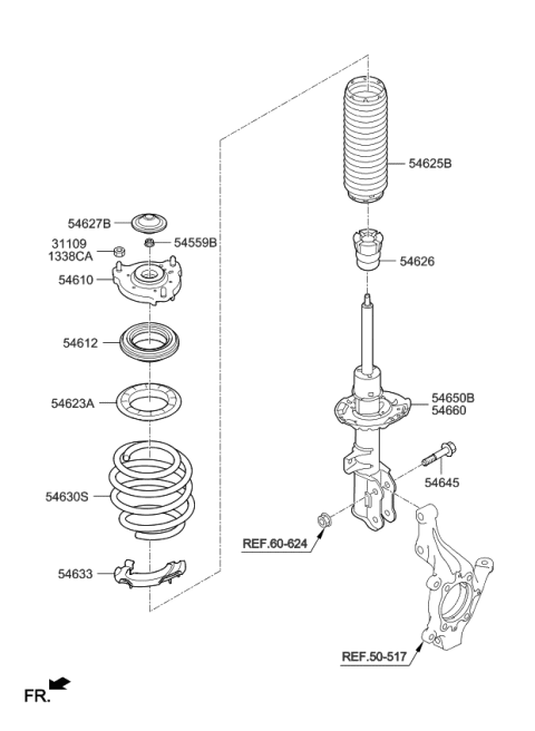 2019 Kia Sportage Front Strut Assembly Kit, Right Diagram for 54660D9120