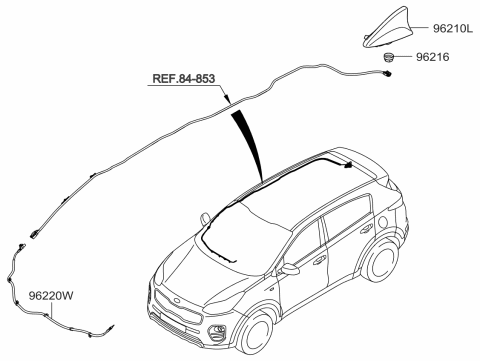 2016 Kia Sportage Combination Antenna Assembly Diagram for 96210D9300SWP