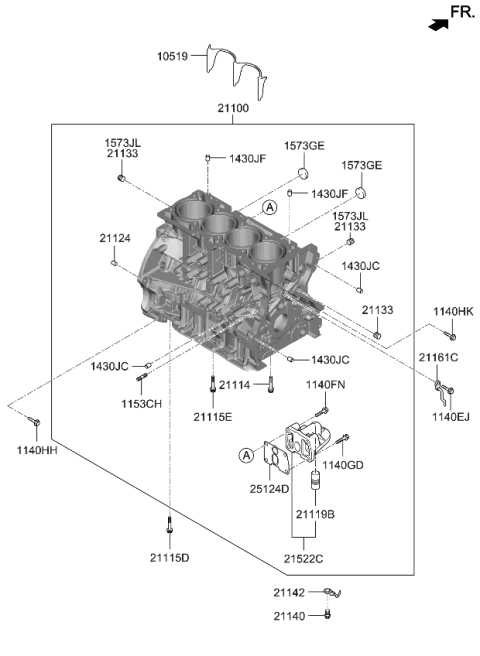 2018 Kia Sportage Block Assembly-Cylinder Diagram for 211002GGA0