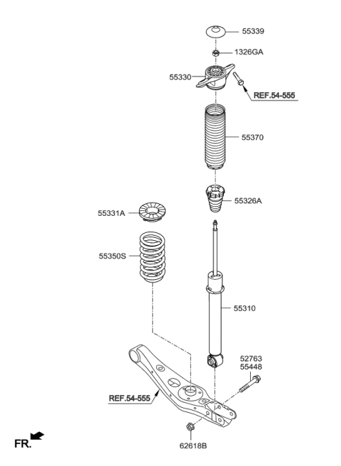 2018 Kia Sportage Rear Shock Absorber Assembly Diagram for 55311D9130
