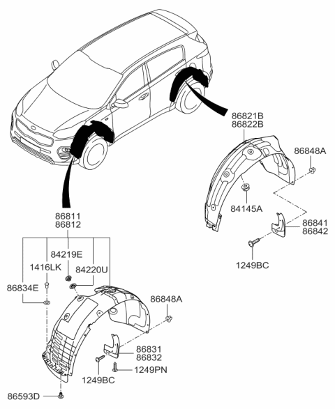 2019 Kia Sportage Guard Assembly-Front Wheel Diagram for 86812D9000