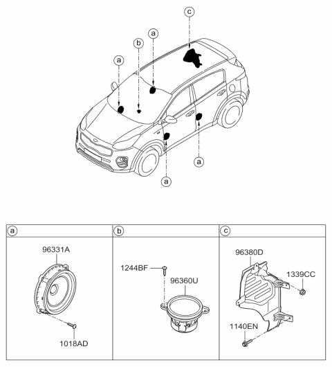 2017 Kia Sportage Blanking Cover-Sub Woofer Diagram for 96380D9500
