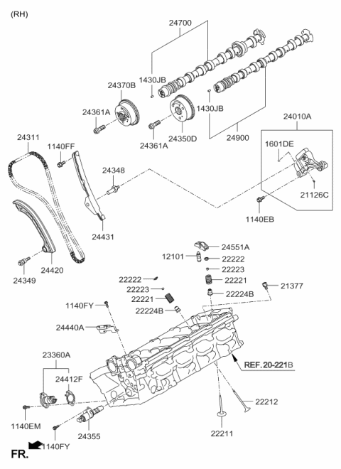 2015 Kia K900 Tensioner Arm Assembly Diagram for 244203F400