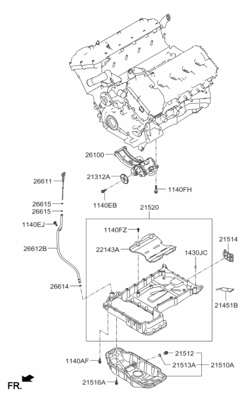 2015 Kia K900 Pan Assembly-Engine Oil Diagram for 215103F000