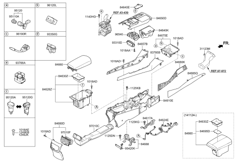 2015 Kia K900 Cup Holder Assembly Diagram for 846703T400KHE