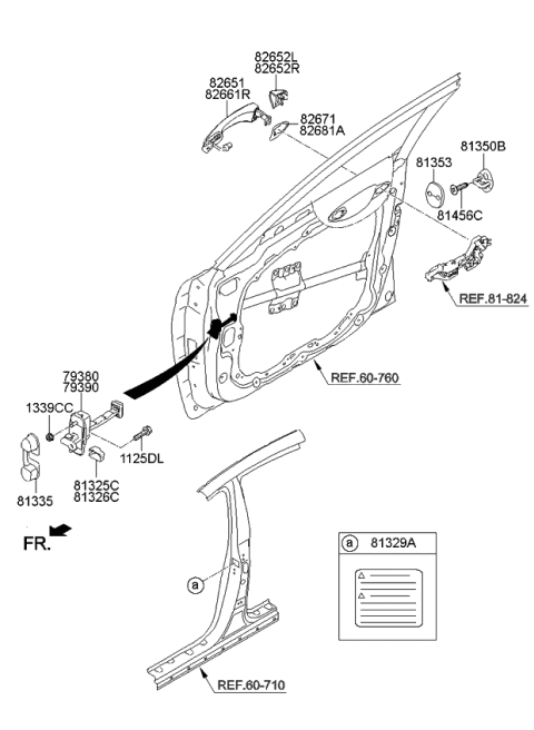 2015 Kia K900 Door Outside Handle Assembly Diagram for 826513T100SWP