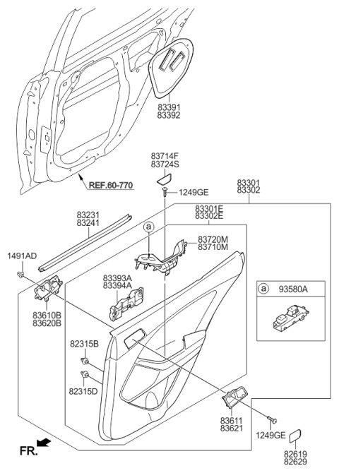 2015 Kia Optima WEATHERSTRIP-Rear Door Belt Inside Diagram for 832412T000
