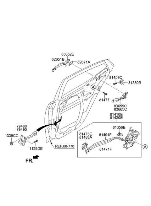 2014 Kia Optima Rear Door Latch & Actuator Assembly, Right Diagram for 814202T501