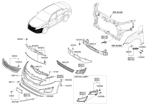 2014 Kia Optima Bracket-Front Bumper Corner Diagram for 865832T500
