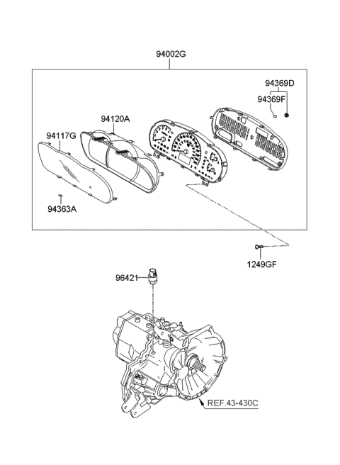 2009 Kia Spectra Cluster Assembly-Instrument Diagram for 940212F281