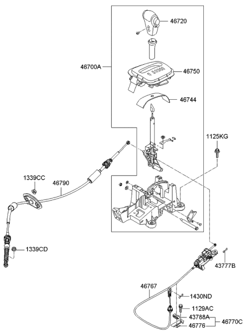 2009 Kia Spectra Shift Lever Control Diagram 1