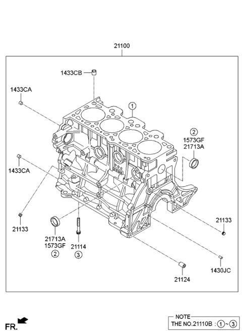 2009 Kia Spectra Block Assembly-Cylinder Diagram for 2110023752