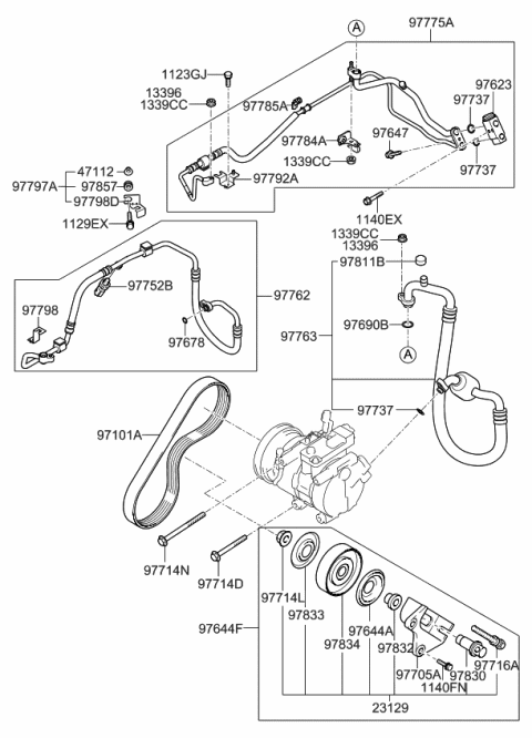 2009 Kia Spectra Air Condition System-Cooler Line, Front Diagram 1