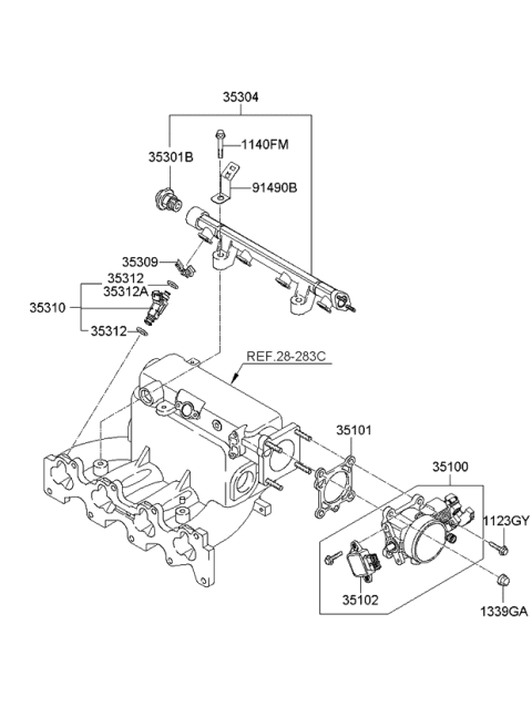 2008 Kia Spectra Injector Assembly-Fuel Diagram for 3531023900