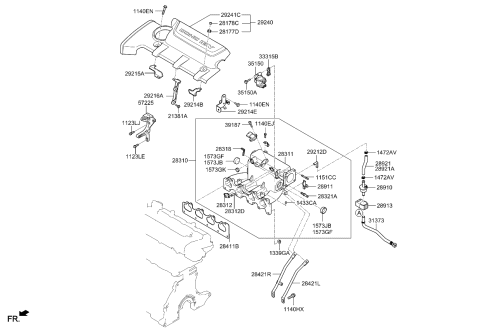 2008 Kia Spectra Engine Cover Assembly Diagram for 2924023150