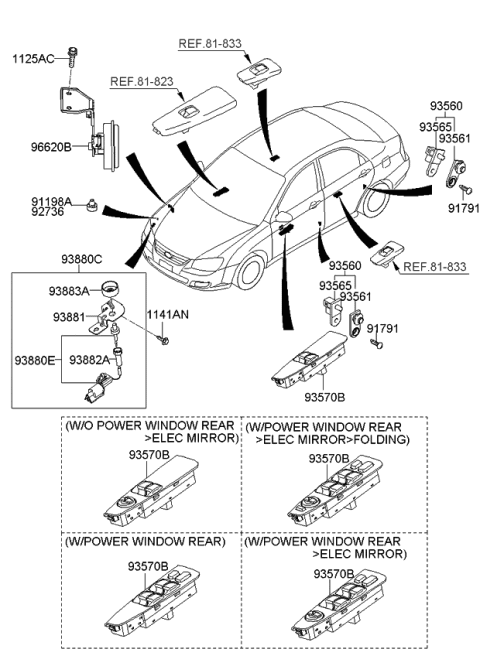 2007 Kia Spectra Switch Assembly-Hood Diagram for 938802F010