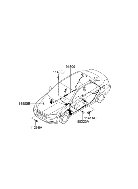 2009 Kia Spectra Wiring Assembly-Floor Diagram for 915162F171