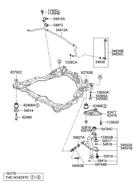 2009 Kia Spectra Arm Complete-Lower LH Diagram for 545002F501