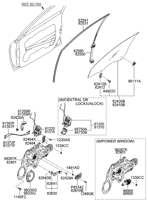2007 Kia Spectra Front Door Latch Assembly, Left Diagram for 813102F030