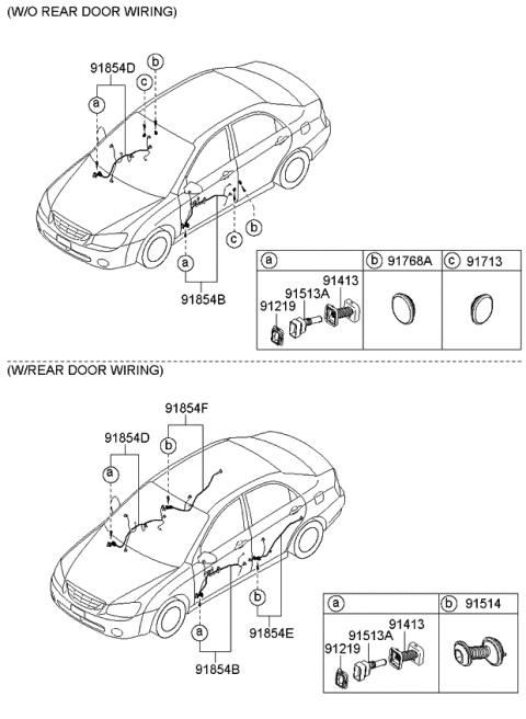 2007 Kia Spectra Wiring Assembly-Rear Door Diagram for 916602F041