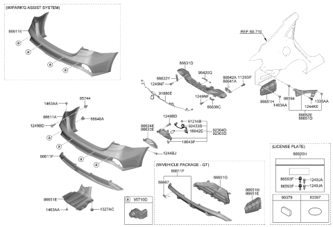 2022 Kia Forte STAY-RR BUMPER RH Diagram for 86642M7EA0