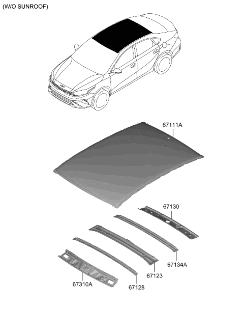 2023 Kia Forte Roof Panel Diagram 1