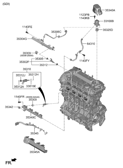 2022 Kia Sorento Injector Assy-Fuel Diagram for 353102T000