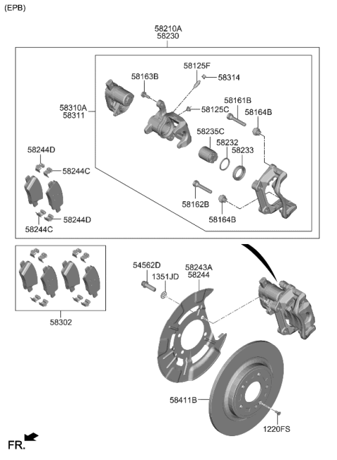 2021 Kia Sorento Rear Wheel Brake Diagram 2