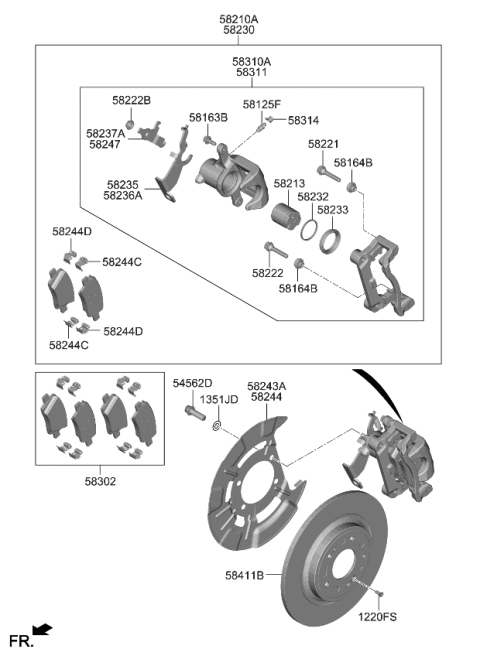 2021 Kia Sorento Rear Wheel Brake Diagram 1