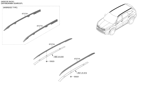 2021 Kia Sorento Roof Garnish & Rear Spoiler Diagram 3