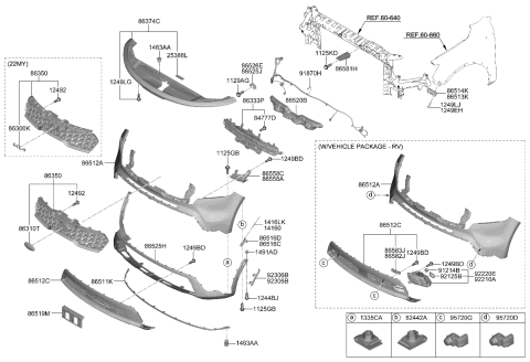 2022 Kia Sorento Grille Assy-Radiator Diagram for 863A0R5200