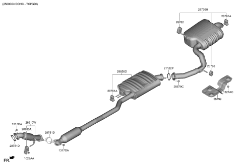 2021 Kia Sorento Muffler & Exhaust Pipe Diagram 1