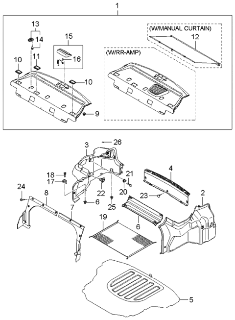 2006 Kia Optima Trim Assembly-Package Tray Diagram for 856102G110J7