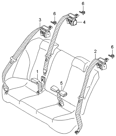 2006 Kia Optima 2Nd Control Center Seat Belt Assembly Diagram for 898502G500S8