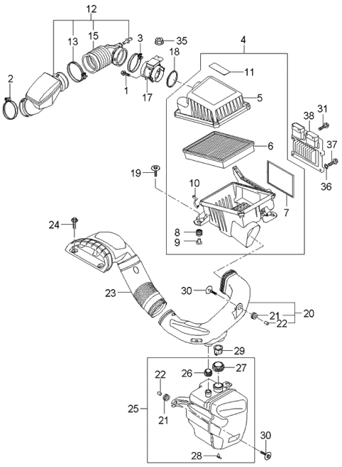 2006 Kia Optima Air Cleaner Assembly Diagram for 281102G100