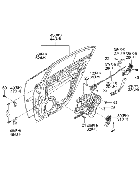 2006 Kia Optima Cable Assembly-Rear Door S/L Diagram for 814912G000