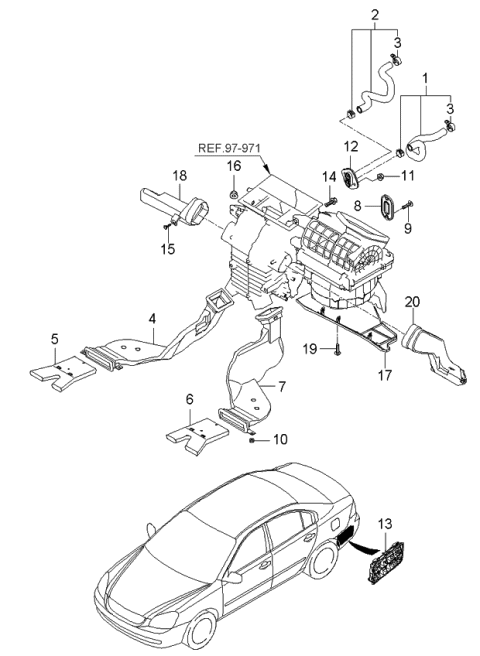 2006 Kia Optima Cover Assembly-Under Diagram for 972852G100S8