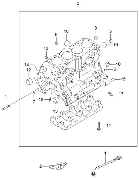 2000 Kia Optima Block Assembly-Cylinder Diagram for 2110038207