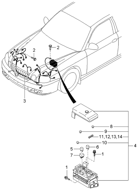2003 Kia Optima Junction Box Assembly Diagram for 912203C100