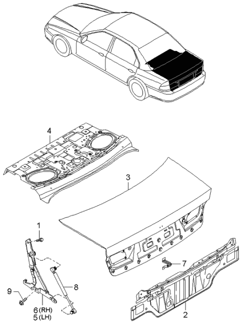 2002 Kia Optima Panel Assembly-Trunk Lid Diagram for 692003C550