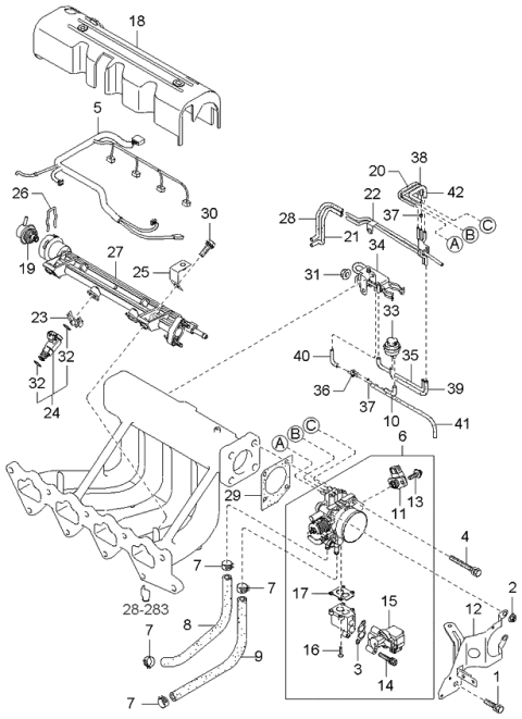 2005 Kia Optima Injector Assembly-Fuel Diagram for 3531038010