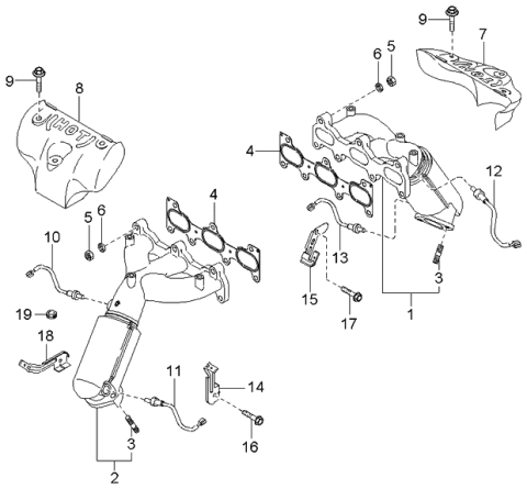 2002 Kia Optima Exhaust Manifold Assembly, Left Diagram for 2851037371