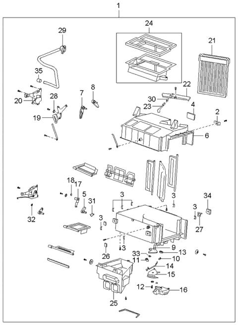 2001 Kia Optima Case Assembly-Heater Upper Diagram for 9720638000