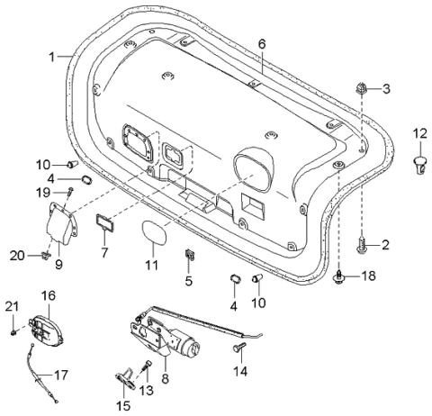 2001 Kia Optima Cable Assembly-Trunk Lid Inside Diagram for 812423C000