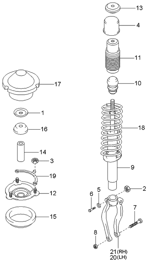 2001 Kia Optima Side ABSORBER Assembly, Front Diagram for 5461138601