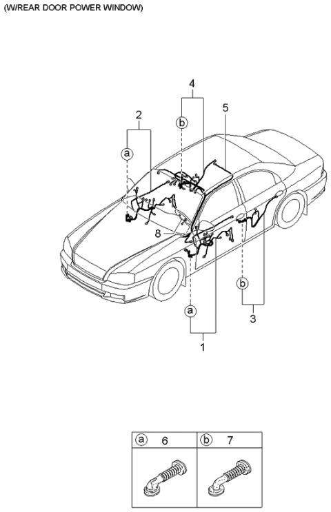 2001 Kia Optima Wiring Assembly-Rear Door LH Diagram for 916503C010