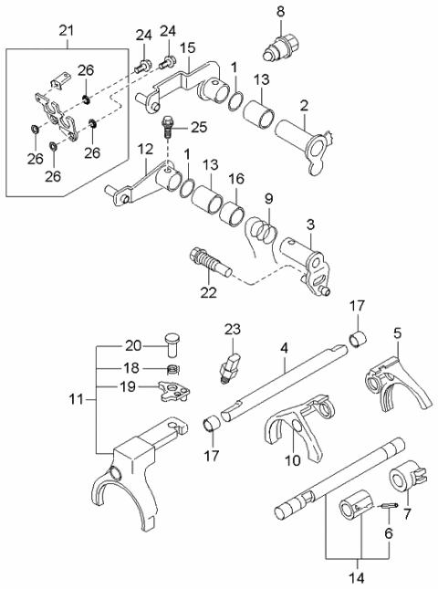 2003 Kia Optima Bracket Assembly-Shift Cable Diagram for 4392039060