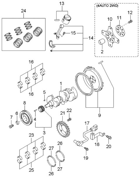 2000 Kia Optima Piston & Pin Assembly Diagram for 2341037926