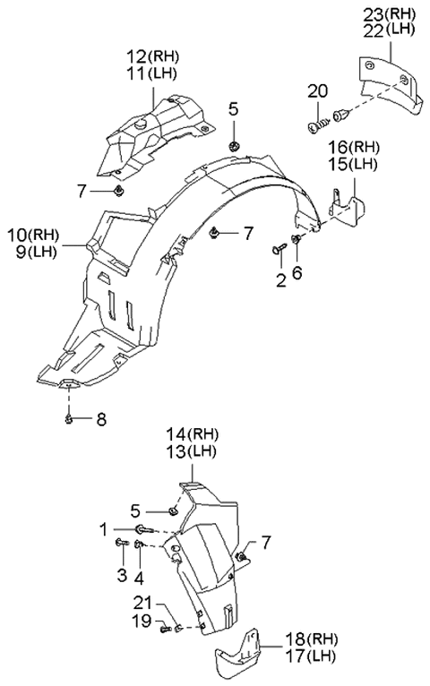2003 Kia Optima Guard Assembly-Front Mud LH Diagram for 868313C000